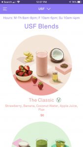 Blendid app shows our menu